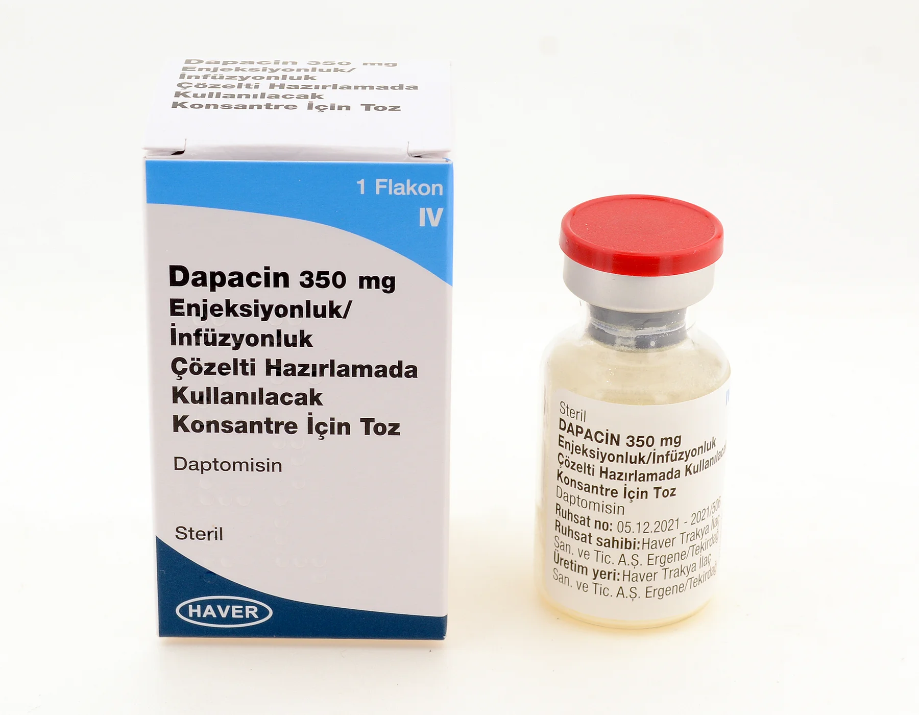 Dapacin 350 Mg Enjeksiyonluk/İnfüzyonluk Çözelti Hazırlamada Kullanılacak Konsantre İçin Toz