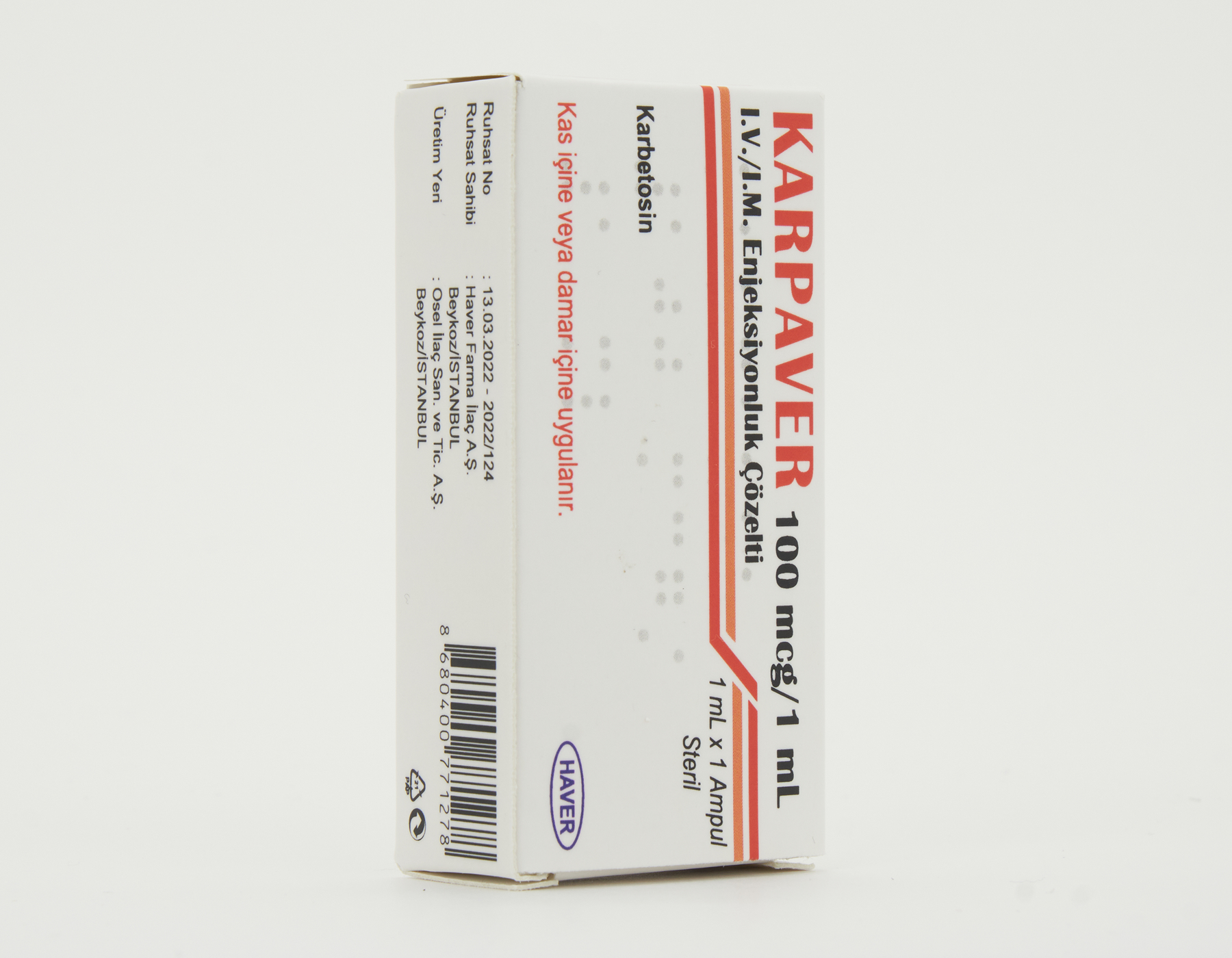 Karpaver 100 Mcg/1 Ml I.V./I.M. Enjeksiyonluk Çözelti