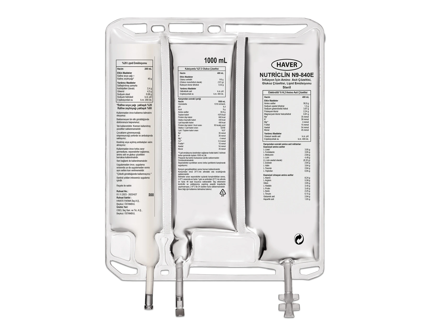 Nutriclin N9-840e Iv İnfüzyon İçin Amino Asit Çözeltisi, Glukoz Çözeltisi, Lipid Emülsiyonu