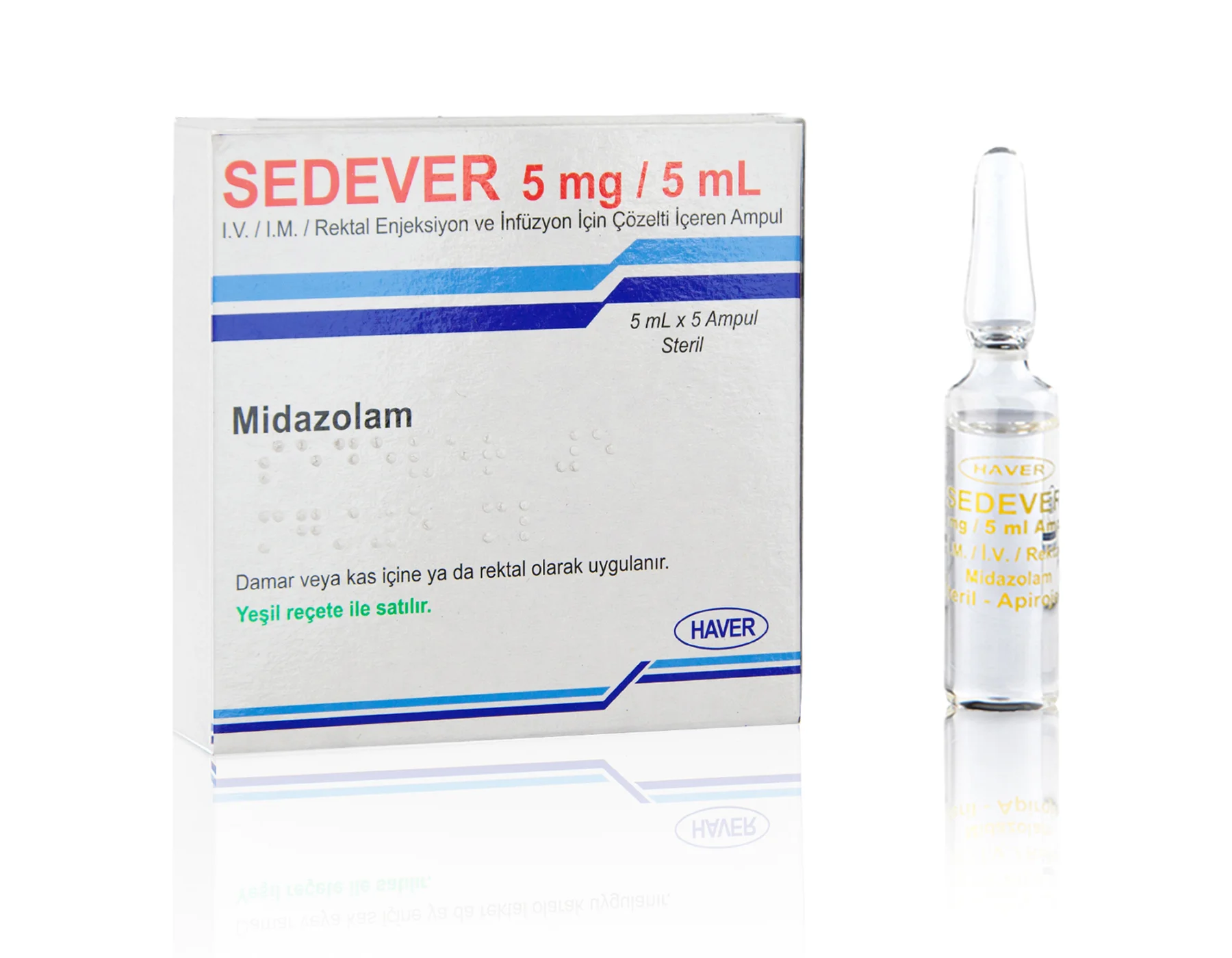 Sedever 5mg/5ml Iv/Im/Rektal Enjeksiyon Ve İnfüzyon İçin Çözelti