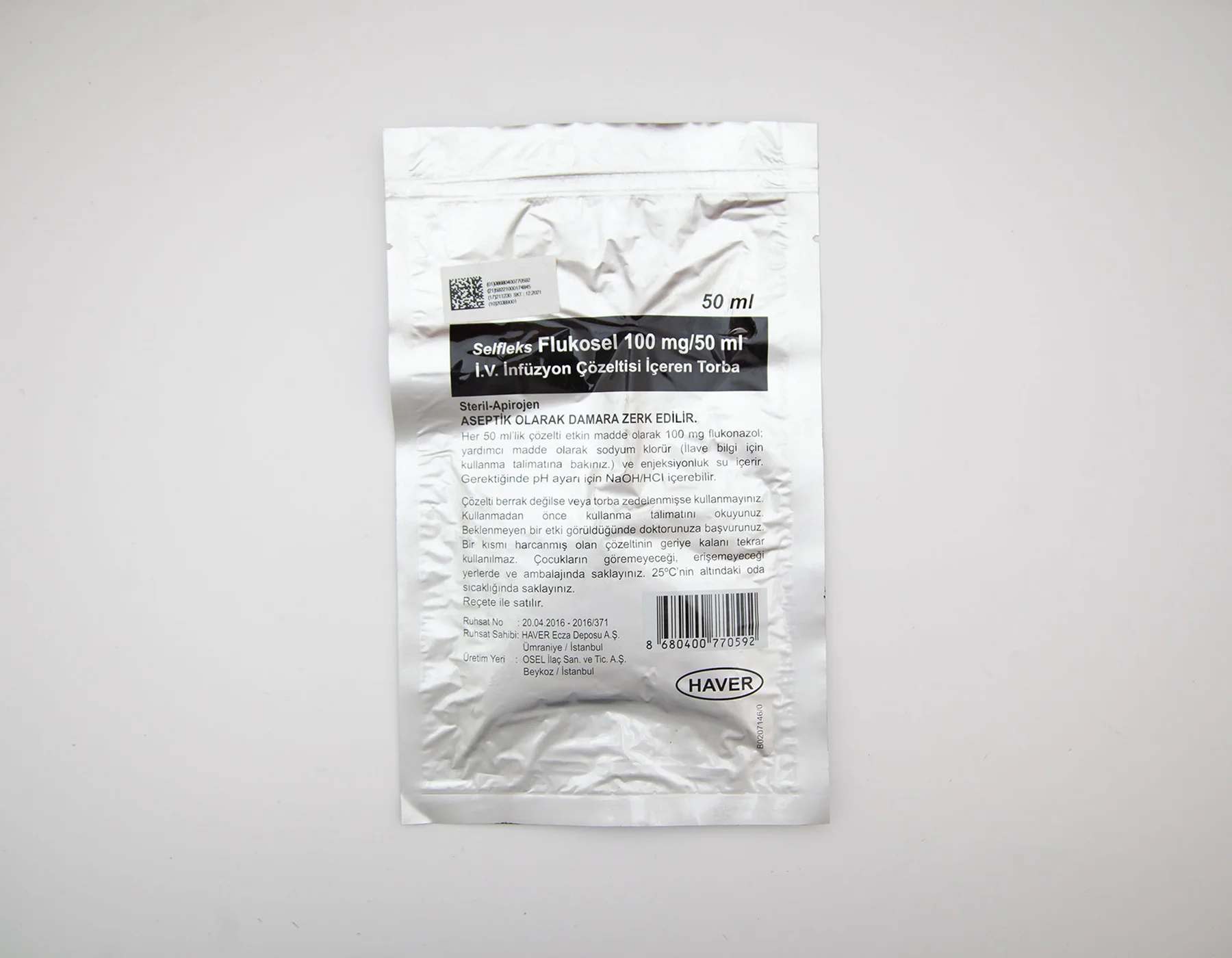 Selfleks Flukosel 100 Mg/50 Ml Iv Infüzyon Çözeltisi İçeren Torba