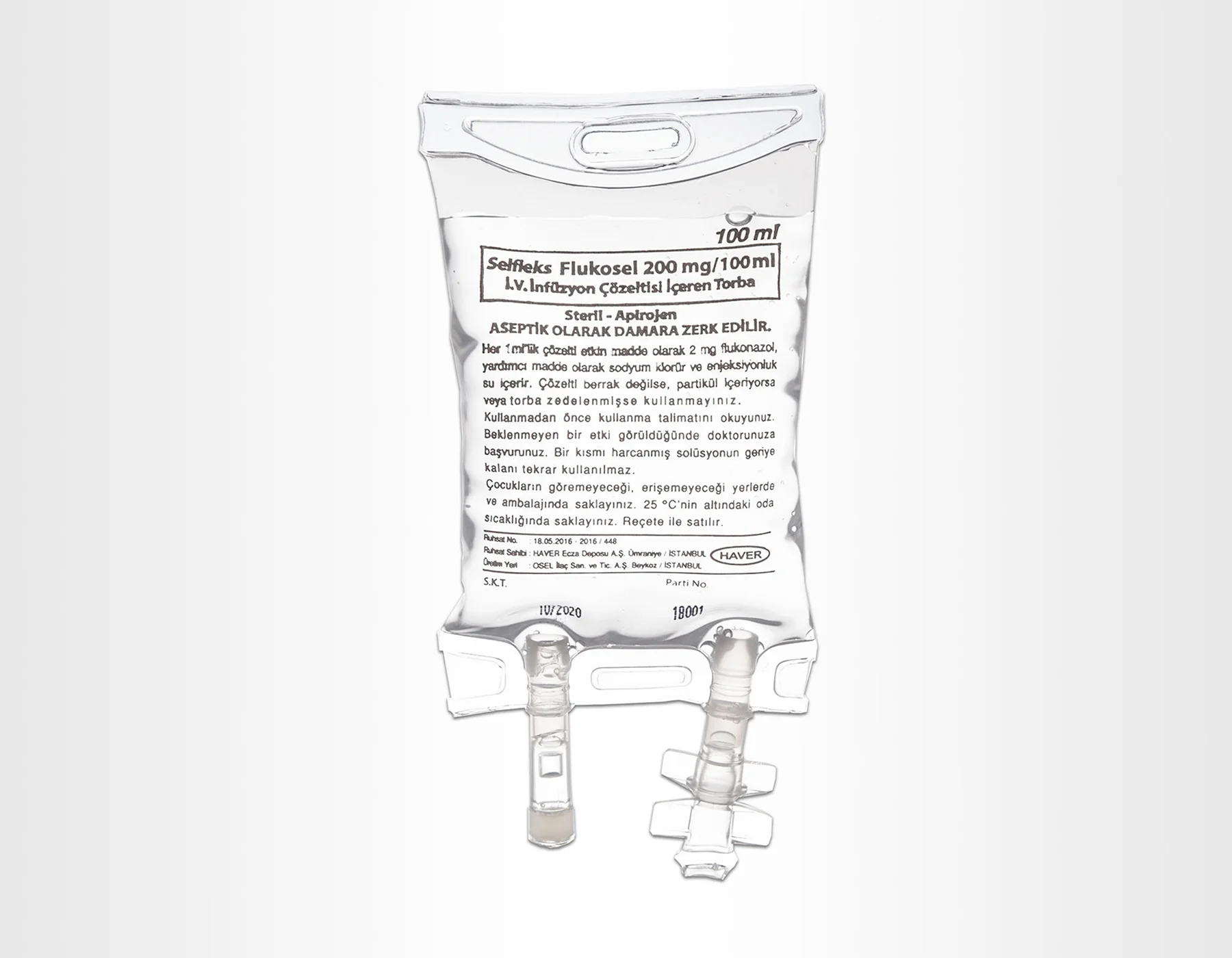 Selfleks Flukosel 200 mg / 100 ml IV İnfüzyon Çözeltisi İçeren Torba