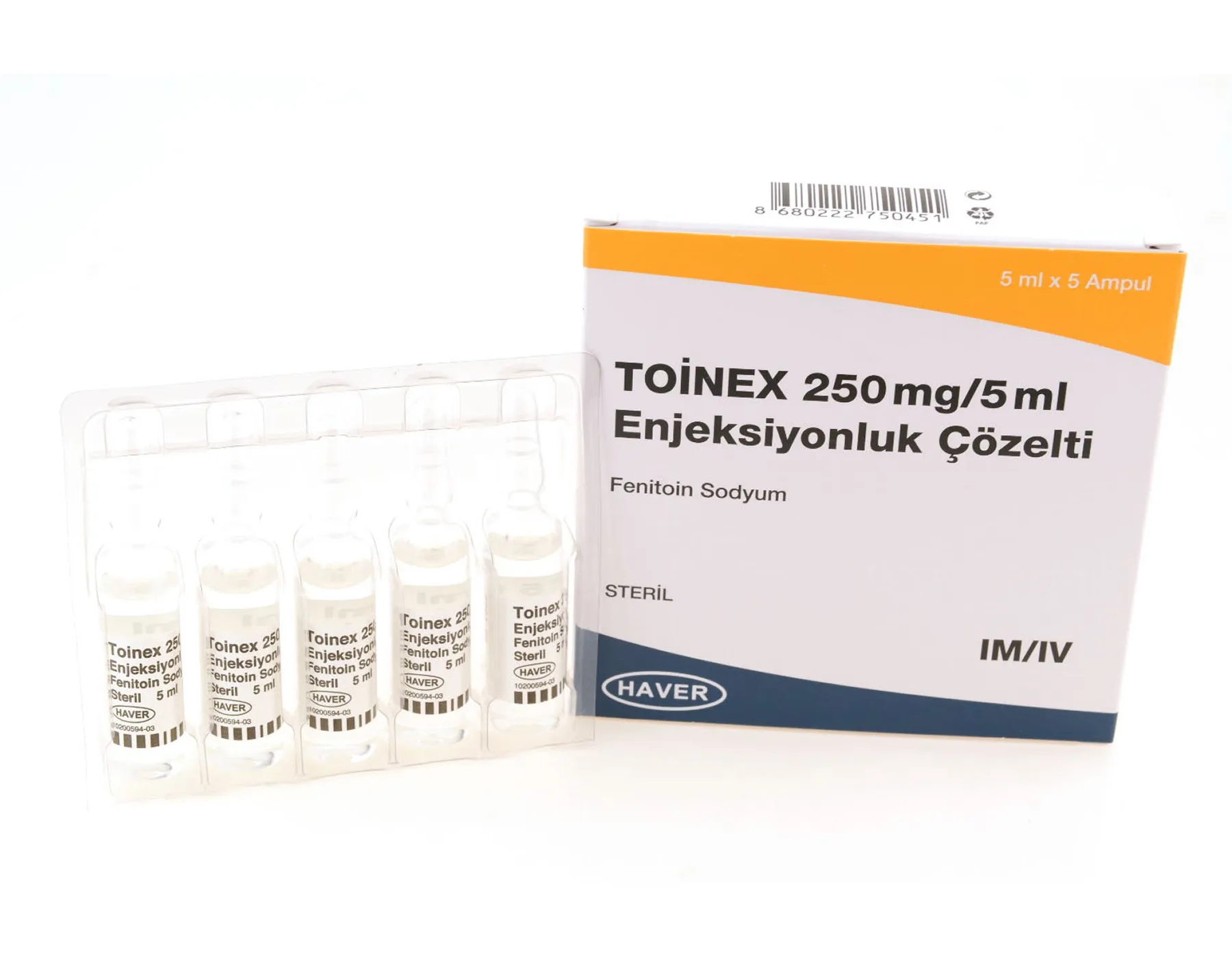 Toinex 250 Mg/5 Ml Enjeksiyonluk Çözelti